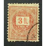 Hungary 1888 Letter, red cipher 3 FT. perf 11 1/2 used