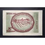 Germany 50 Million Mark Crefeld 1923 VF