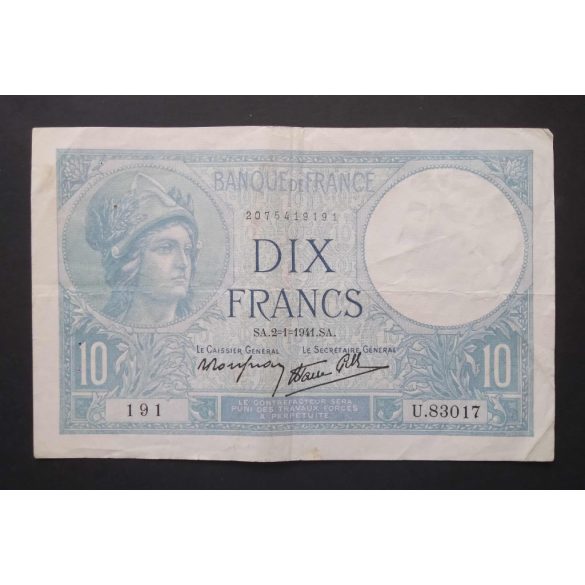 Franciaország 10 Francs 1941 VF