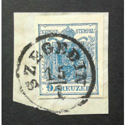 Magyarország 1850 Könyvnyomat 9 kr. kivágáson, Szegedin