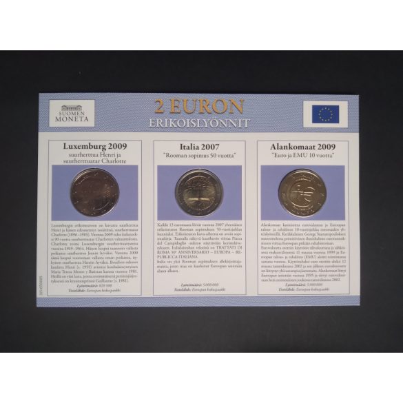 EU 2 Euro 3 db-os emlékérme szett Unc