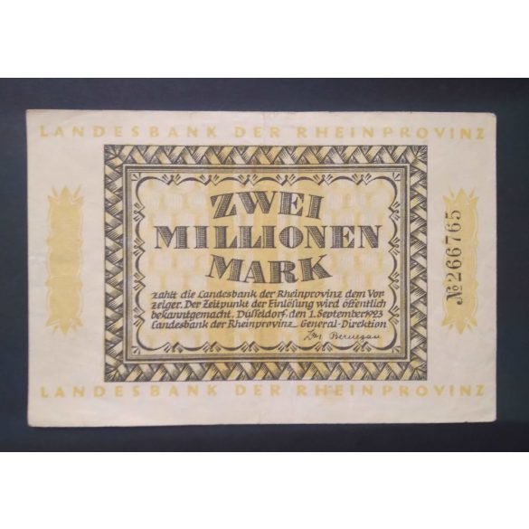 Németország 2 Millió Mark Düsseldorf 1923 VF 