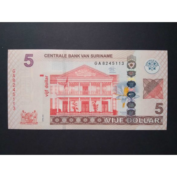 Suriname 5 Dollars 2012 Unc