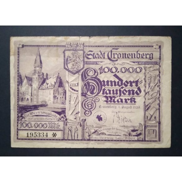 Germany 100000 Mark 1923 F Cronenberg