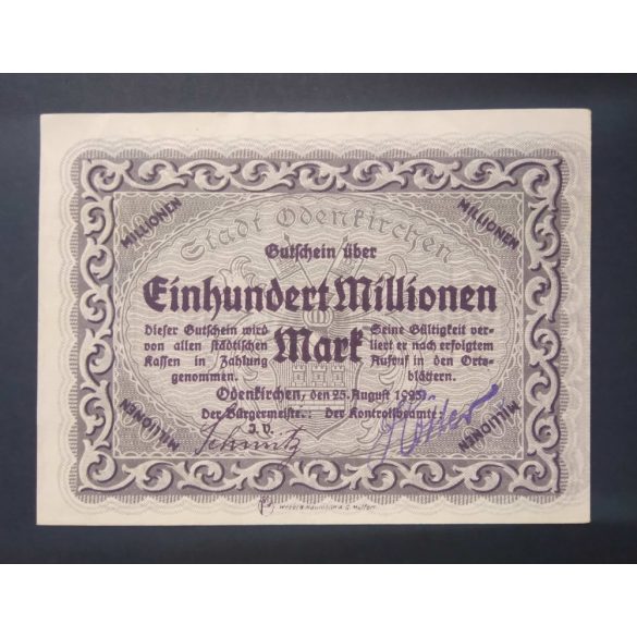 Germany Odenkirchen 100 Million Mark 1923 XF+