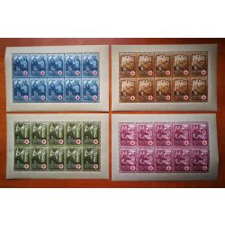   Magyarország 1942 Vöröskereszt I. kisívsor ** postatiszta, 20 f, 8 f apró barna folt K 
