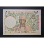 French West Africa 5 Francs 1937 XF+