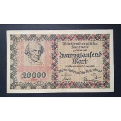   Németország 20000 Mark Stuttgart 1923 VF szárazbélyegzővel