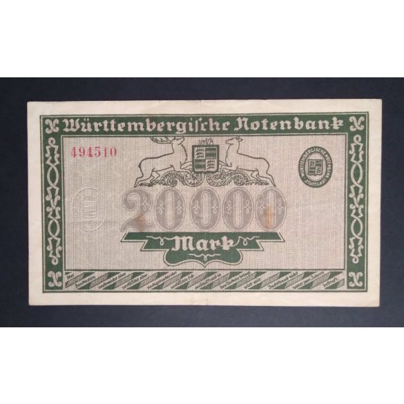 Germany 20000 Mark Stuttgart 1923 VF 