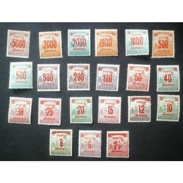 Hungary 1921-25 Reaper overprint Porto with 3-hole punch on each stamp * MH