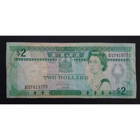 Fiji 2 Dollars 1988 F