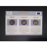 EU 2 Euro set of 3 Unc  Spain 2012, Luxembourg 2012, Belgium 2012