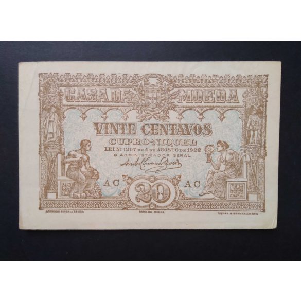 Portugália 20 Centavos 1922 XF