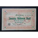 Germany 20 Million Mark Osnabrück 1923 VF 