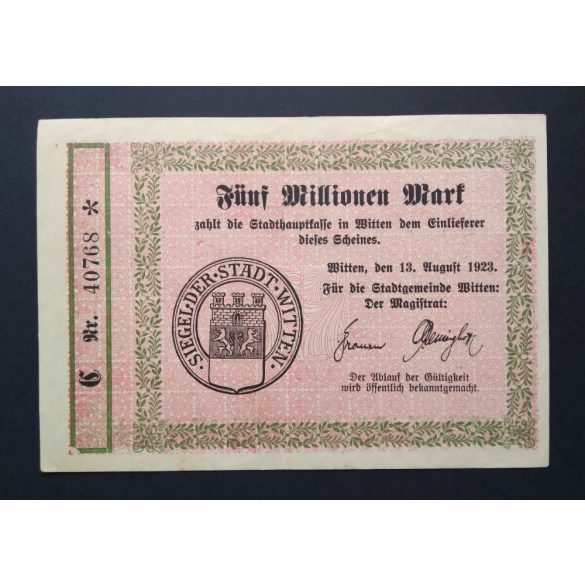 Germany Witten 5 Million Mark 1923 XF