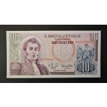 Kolumbia 10 Pesos 1980 UNC-