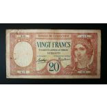 French Somaliland Djibouti 20 Francs 1926 F