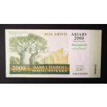 Madagascar 2000 Ariary/10000 Francs 2007 UNC commemorative banknote