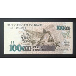 Brazil 100 Cruzeiros overprint on 100000 Cruzeiros 1993 UNC 