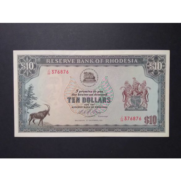 Rhodesia 10 Dollars 1975 XF+