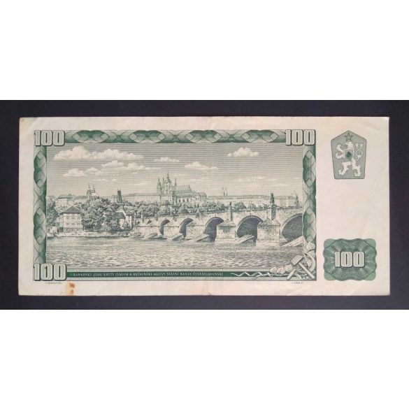 Cseh Köztársaság 100 Korun 1993 Csehszlovákia 100 Korun 1961 felülbélyegezve VF-