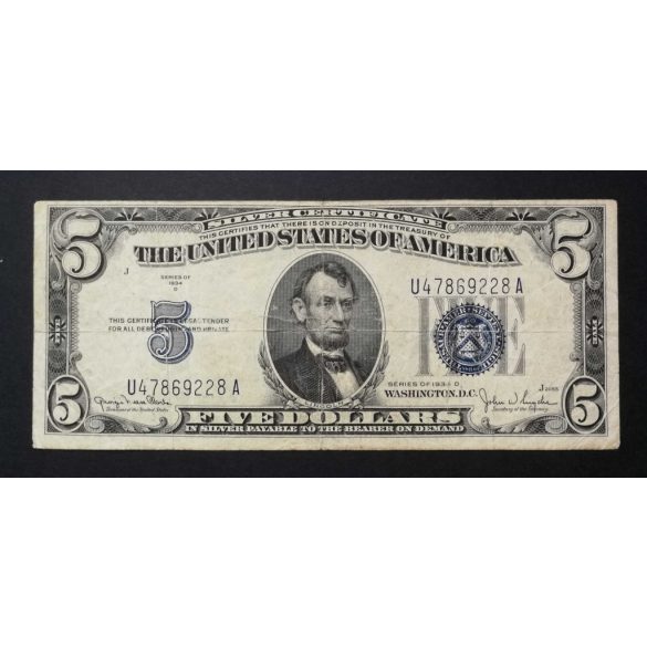 USA 5 Dollars 1934 Silver Certificate F