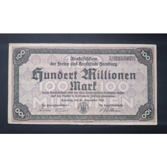 Németország Hamburg 100 Millió Mark 1923 VF 