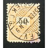 Hungary 1889 Letter, black cipher 50 kr. perf. 12:11 1/2, (ESZÉ)K F. V. OSIEK C. G. used