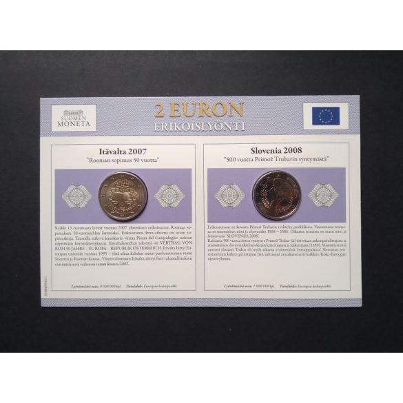 EU 2 Euro set of 2 Unc  Slovenia 2008, Switzerland 2007