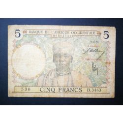 Francia Nyugat-Afrika 5 Francs 1937 F