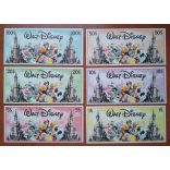 Walt Disney Disneyland 1, 5, 10, 20, 50, 100 Dollars UNC