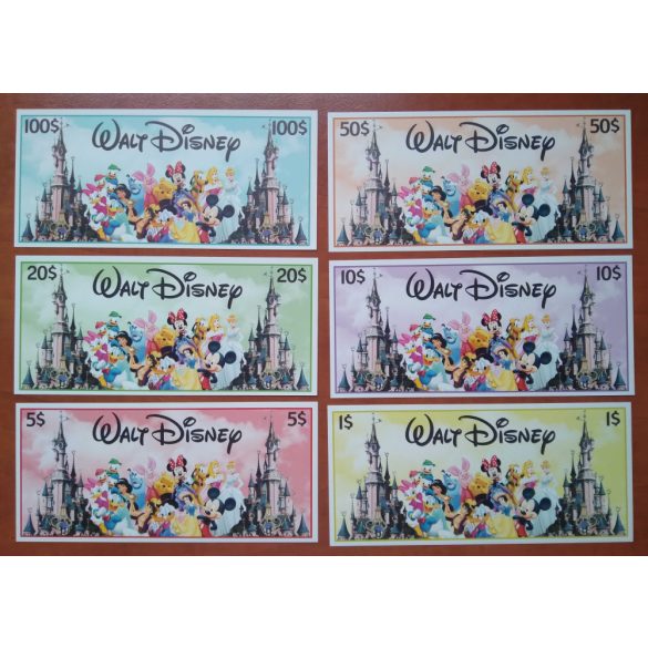 Walt Disney Disneyland 1, 5, 10, 20, 50, 100 Dollars UNC