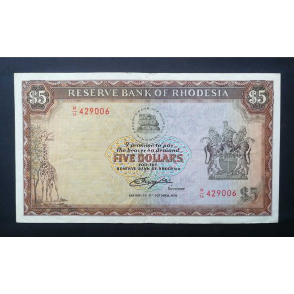 Rhodesia 5 Dollars 1978 VF