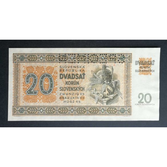 Slovakia 20 Korun 1939 XF+ Pattern