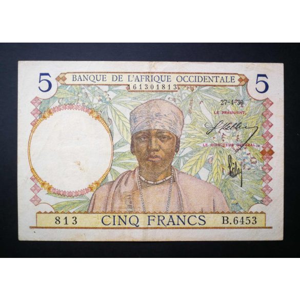 Francia Nyugat-Afrika 5 Francs 1939 VF
