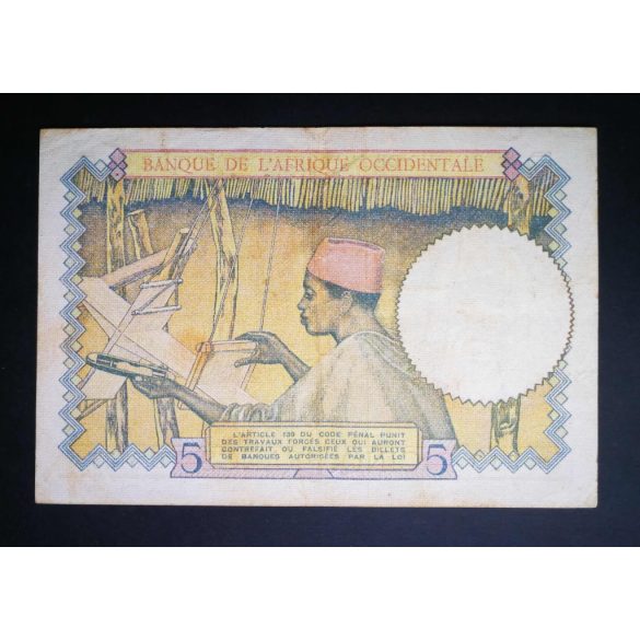 French West Africa 5 Francs 1939 VF
