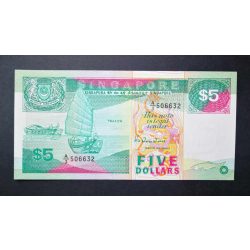Szingapúr 5 Dollars 1989 XF 