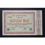 Germany 500000 Mark Aachen 1923 VF- 