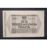 Germany 25 Billion Mark Düsseldorf 1923 XF-