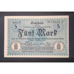 Németország Flöha 5 Mark 1918 Unc 