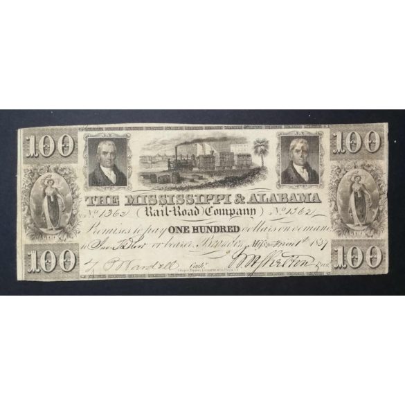 USA Mississippi & Alabama 100 Dollars 1837 F