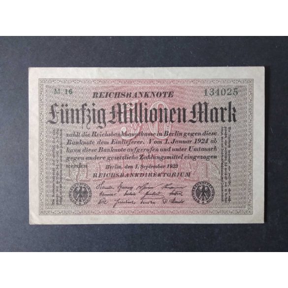 Germany 50 Million Mark 1923 XF+