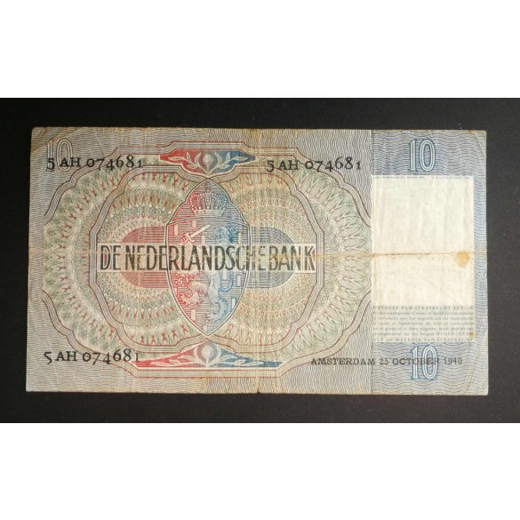 Hollandia 10 Gulden 1940 F