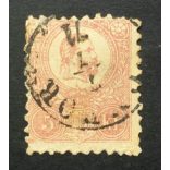 Hungary 1871 5 Kr. lithographed used