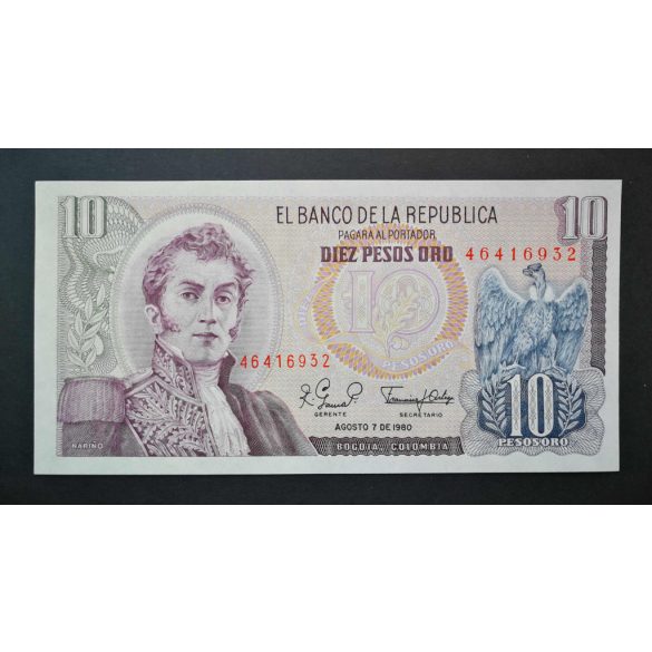 Kolumbia 10 Pesos 1980 UNC