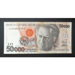   Brazil 50 Cruzeiros overprint on 50000 Cruzeiros 1992-94 aUNC