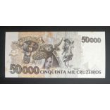 Brazil 50 Cruzeiros overprint on 50000 Cruzeiros 1992-94 aUNC