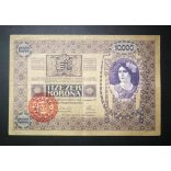 Austria-Hungary 10000 Koruna 1918/20 "MAGYARORSZAG" overstamp VF-