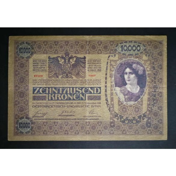 Austria-Hungary 10000 Koruna 1918/20 "MAGYARORSZAG" overstamp VF-