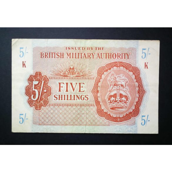Anglia 5 Shillings Brit katonai kiadás 1943 VF